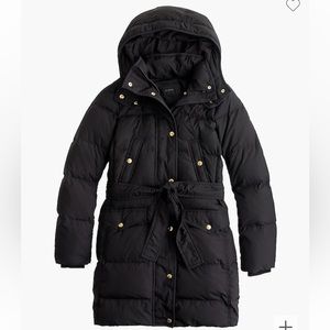 J. Crew black classic puffer coat / puffer jacket / Wintress belted puffer coat